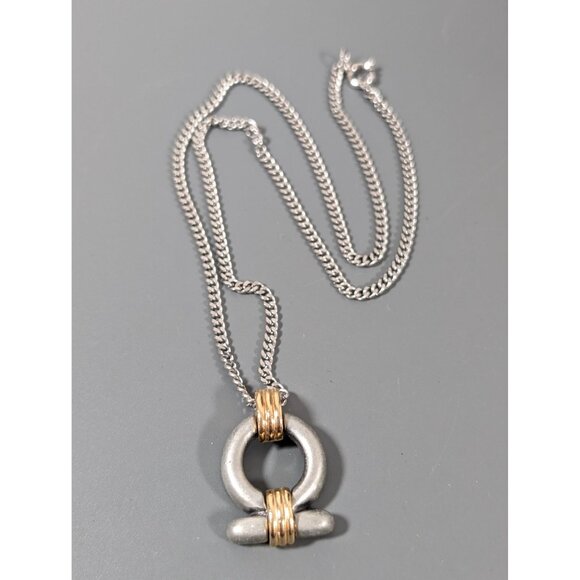 Vintage Avon Two Tone Infinity Symbol Necklace Silver Tone 18" - Picture 3 of 9